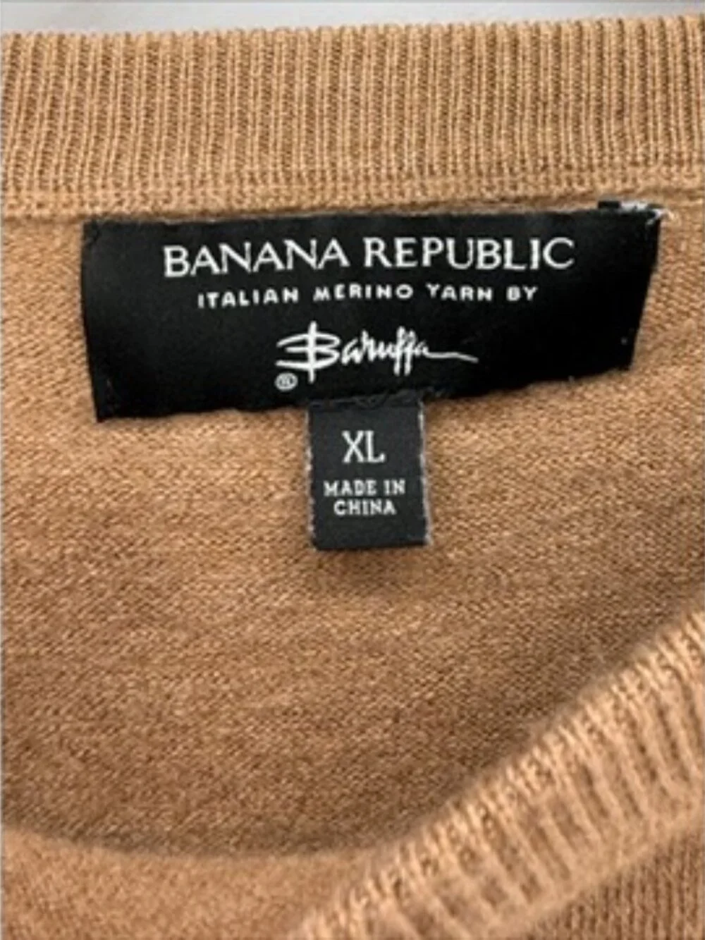 BANANA REPUBLIC Italian Merino Yarn Baruffa Brown Pullover Men’s Sweater XL